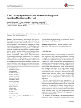 X3ML Mapping Framework for Information Integration in Cultural Heritage and Beyond