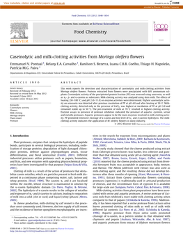 Caseinolytic and Milk-Clotting Activities from Moringa Oleifera Flowers