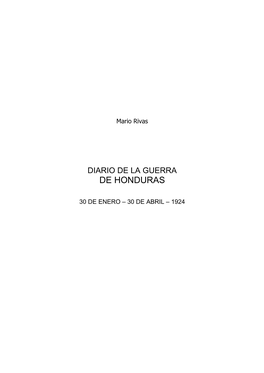 Diario De La Guerra De Honduras