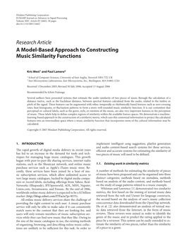 A Model-Based Approach to Constructing Music Similarity Functions