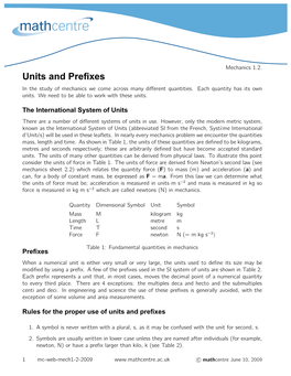 Units and Prefixes