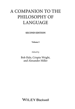 A Companion to the Philosophy of Language