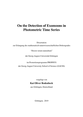 On the Detection of Exomoons in Photometric Time Series