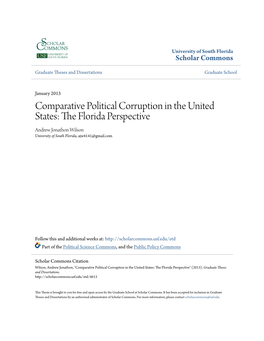 Comparative Political Corruption in the United States: the Lorf Ida Perspective Andrew Jonathon Wilson University of South Florida, Ajw4141@Gmail.Com