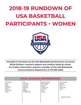 2018-19 Rundown of Usa Basketball Participants • Women