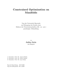 Constrained Optimization on Manifolds