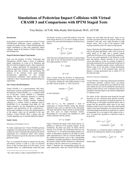 Simulations of Pedestrian Impact Collisions with Virtual CRASH 3 and Comparisons with IPTM Staged Tests