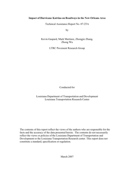 Impact of Hurricane Katrina on Roadways in the New Orleans Area