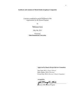 Synthesis and Analysis of Metal Oxide-Graphene Composites