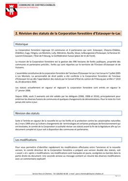2. Révision Des Statuts De La Corporation Forestière D’Estavayer-Le-Lac