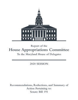 Report of the House Appropriations Committee to the Maryland House of Delegates