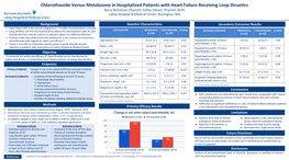 Chlorothiazide Versus Metolazone in Hospitalized Patients with Heart