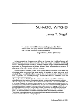 S Uharto , W Itches James T. Siegel