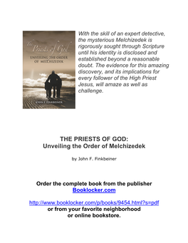 THE PRIESTS of GOD: Unveiling the Order of Melchizedek