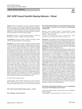 2021 ACMT Annual Scientific Meeting Abstracts—Virtual