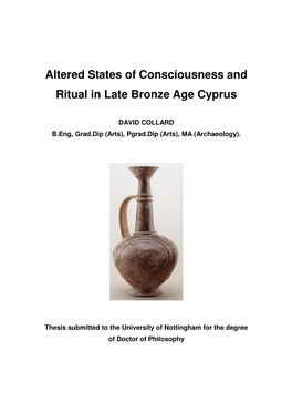 Altered States of Consciousness and Ritual in Late Bronze Age Cyprus