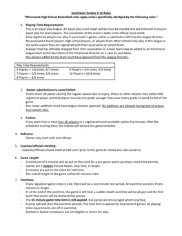 Southwest Grades 9-12 Rules 