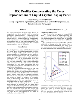 ICC Profiles Compensating the Color Reproductions of Liquid Crystal Display Panel