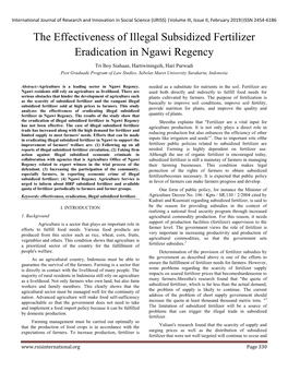 The Effectiveness of Illegal Subsidized Fertilizer Eradication in Ngawi Regency