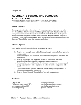 AGGREGATE DEMAND and ECONOMIC FLUCTUATIONS Principles of Economics in Context (Goodwin, Et Al.), 2Nd Edition