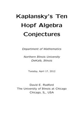 Kaplansky's Ten Hopf Algebra Conjectures
