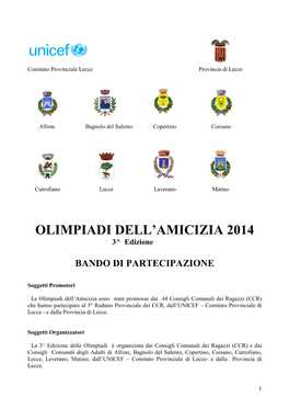 Bando Olimpiadi Amicizia 2014