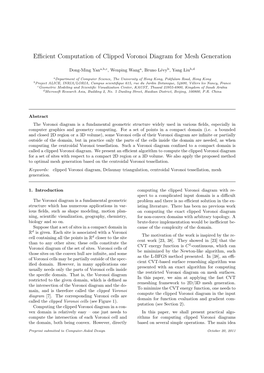 Efficient Computation of Clipped Voronoi Diagram for Mesh Generation