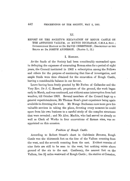 Report on the Society's Excavation of Rough Castle on the Antonine Vallum, by Mungo Buchanan, C.M.S.A. Scot. ; Introductory Hist