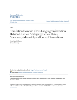 Translation Events in Cross-Language Informationretrieval