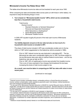 Minnesota's Income Tax Rates Since 1950