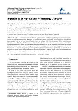 Importance of Agricultural Nematology Outreach