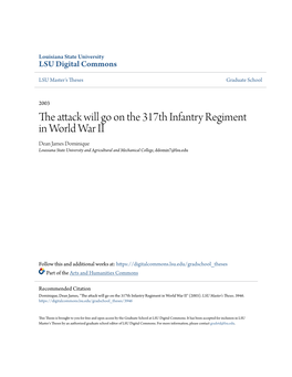 The Attack Will Go on the 317Th Infantry Regiment in World War Ii