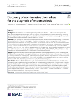 Discovery of Non-Invasive Biomarkers for the Diagnosis of Endometriosis