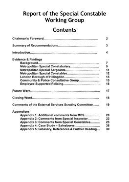 Report of the Special Constable Working Group Contents