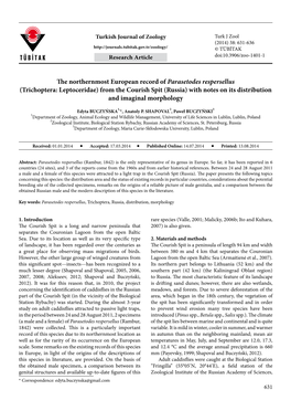 Trichoptera: Leptoceridae) from the Courish Spit (Russia) with Notes on Its Distribution and Imaginal Morphology