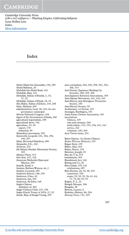 Cambridge University Press 978-1-107-03840-0 — Planting Empire, Cultivating Subjects Lynn Hollen Lees Index More Information