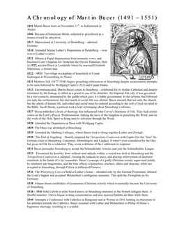 A Chronology of Martin Bucer (1491 – 1551)1551)