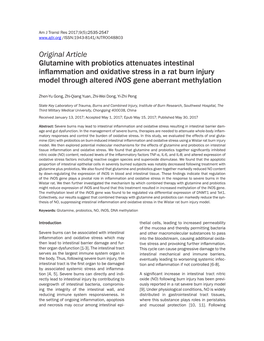 Original Article Glutamine with Probiotics Attenuates Intestinal Inflammation and Oxidative Stress in a Rat Burn Injury Model T