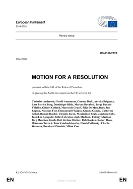 En En Motion for a Resolution