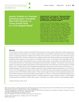 Arsenic Trioxide As a Vascular Disrupting Agent: Synergistic Effect