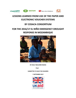 Lessons Learned from Use of the Paper and Electronic Voucher Systems by Cosaca Consortium for the 2016/17 El Niño Emergency Drought Response in Mozambique