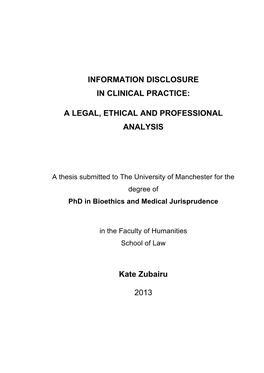 Information Disclosure in Clinical Practice