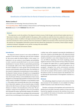 Identification of Suitable Sites for Burial of Animal Carcasses in The