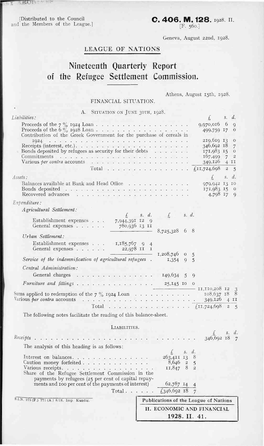 Nineteenth Quarterly Report of the Refugee Settlement Commission