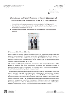 Wael Al Awar and Kenichi Teramoto of Dubai's Ibda Design Will Curate The