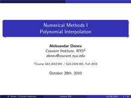 Numerical Methods I Polynomial Interpolation