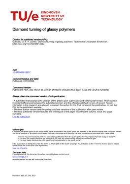 Diamond Turning of Glassy Polymers