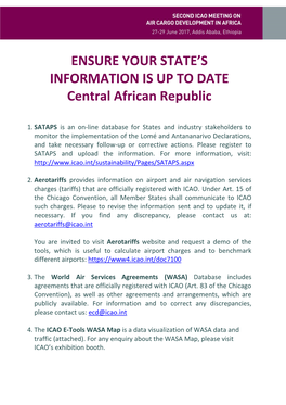 ENSURE YOUR STATE's INFORMATION IS up to DATE Central African Republic