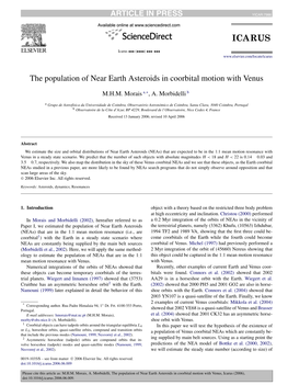 The Population of Near Earth Asteroids in Coorbital Motion with Venus