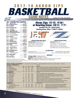 2017-18 Akron Zips Game Notes